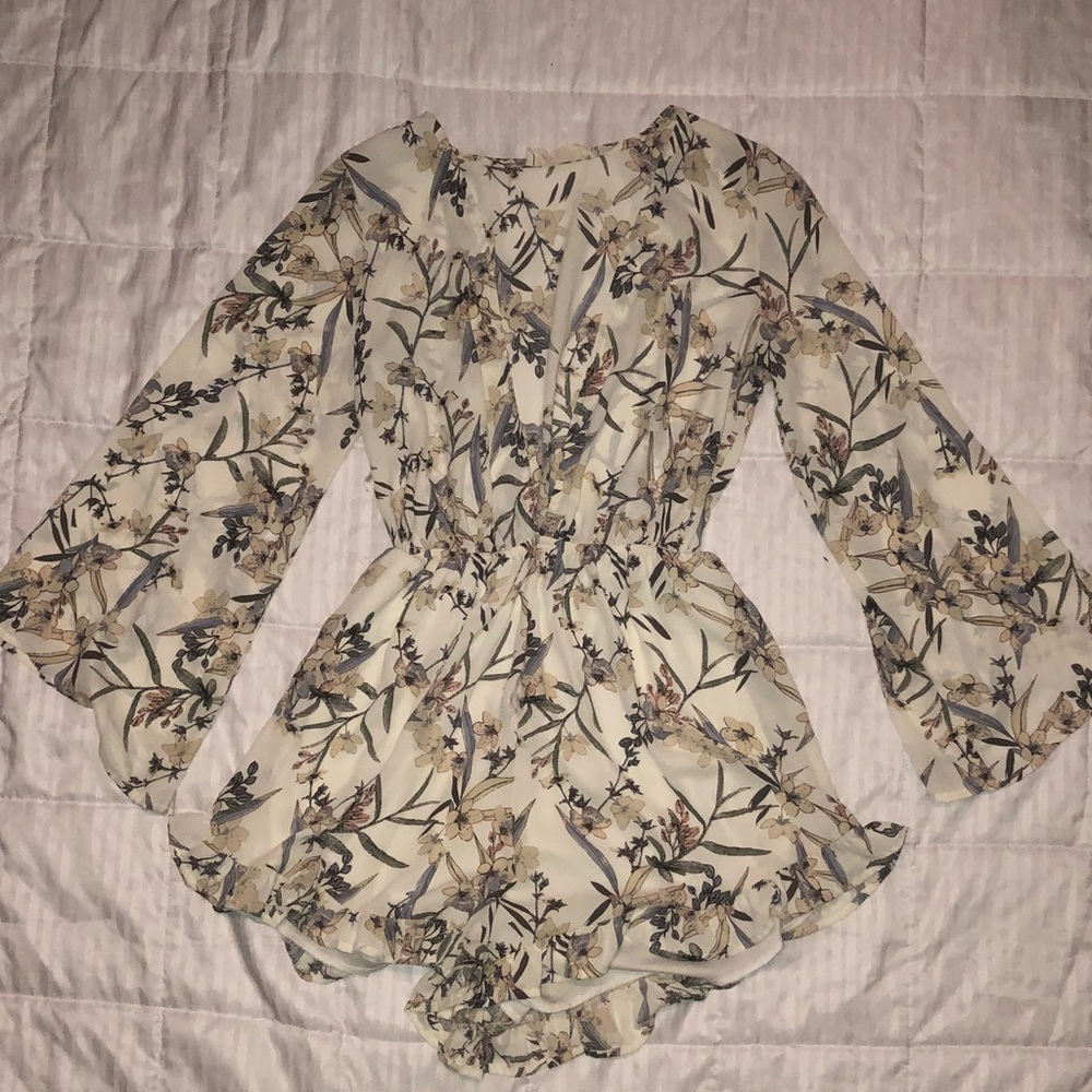 American Threads Floral Mini Dress - Cream and Brown